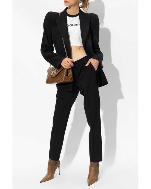Dolce & Gabbana Black Kate Pleated Low-Rise Trousers