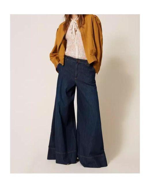 Twinset Blue Stitched Palazzo Jeans