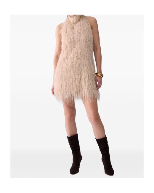 Liu Jo White Short Dress With Frayed Fabric