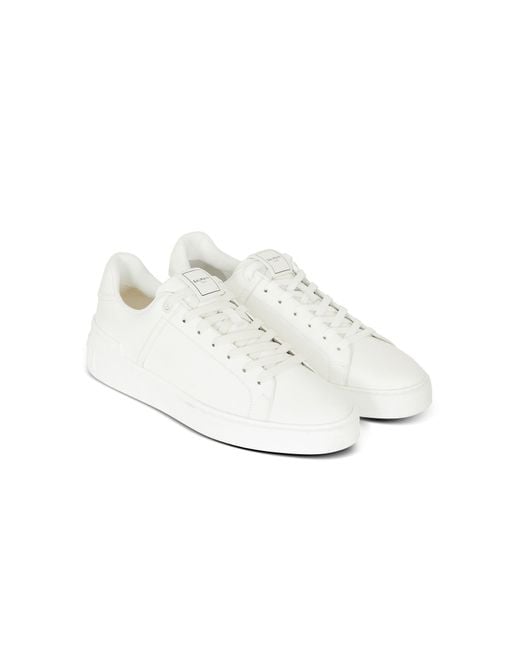 Balmain White B-Court Lace-Up Sneakers for men