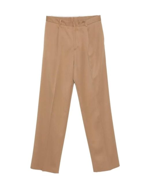 Lardini Natural Pleated Straight-Leg Trousers for men