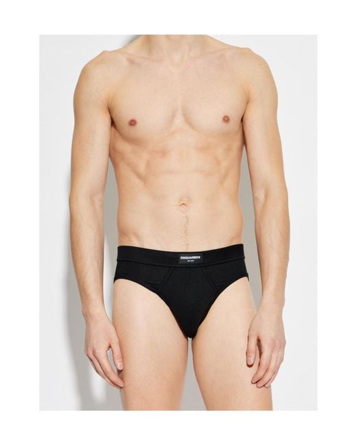 DSquared² Black Logo Briefs for men