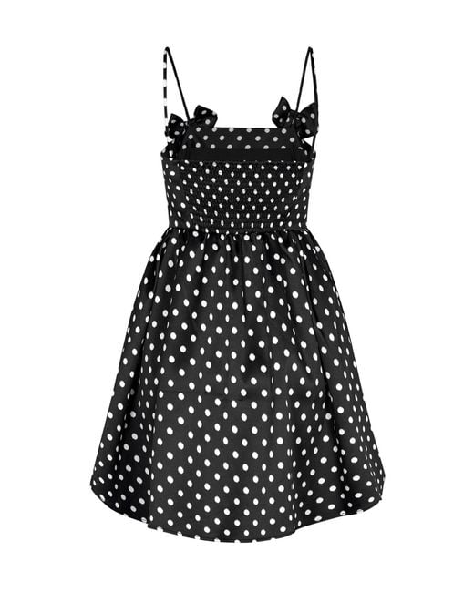 Ganni Black Satin Polka Dot Dress