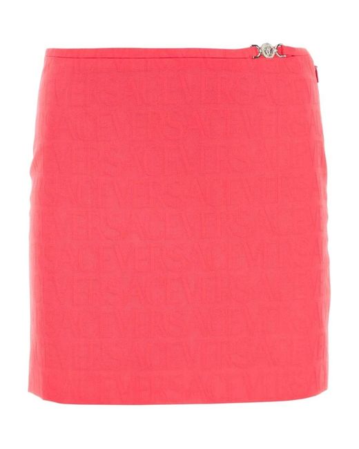 Versace Pink Allover Jacquard Mini Skirt