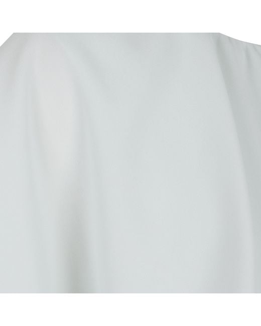 Roland Mouret White Cape-Overlay Gathered-Neck Dress