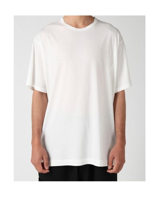 Yohji Yamamoto White Soft Single Jersey Round Neck Ss Tee for men