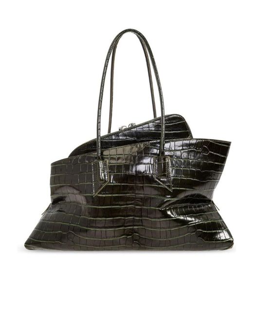 The Attico Black The La Passeggiata Embossed Medium Bag