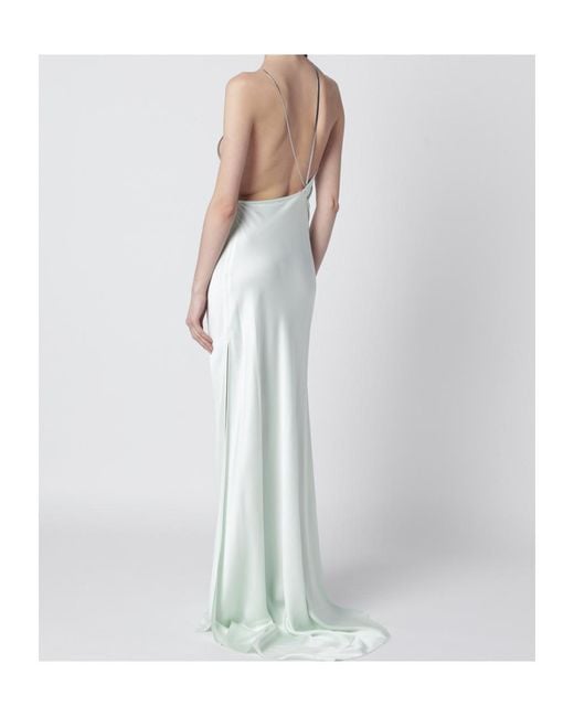 Victoria Beckham White Aloe-Coloured Long Dress With Chain Detail