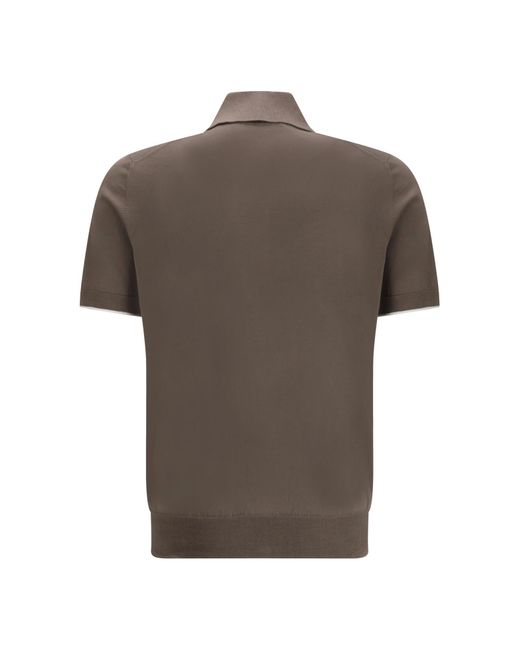 Brunello Cucinelli Brown Short-Sleeved Polo Shirt for men