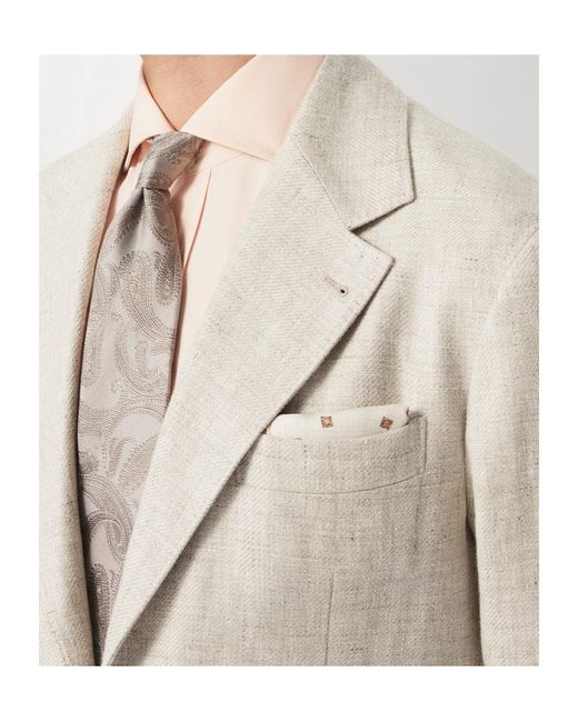 Brunello Cucinelli White Double Face Pocket Square for men
