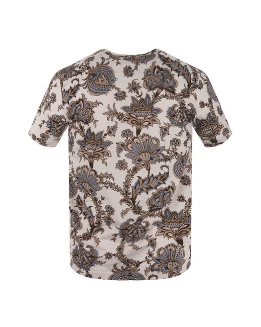 Etro Gray Floral Printed Crewneck T-Shirt for men