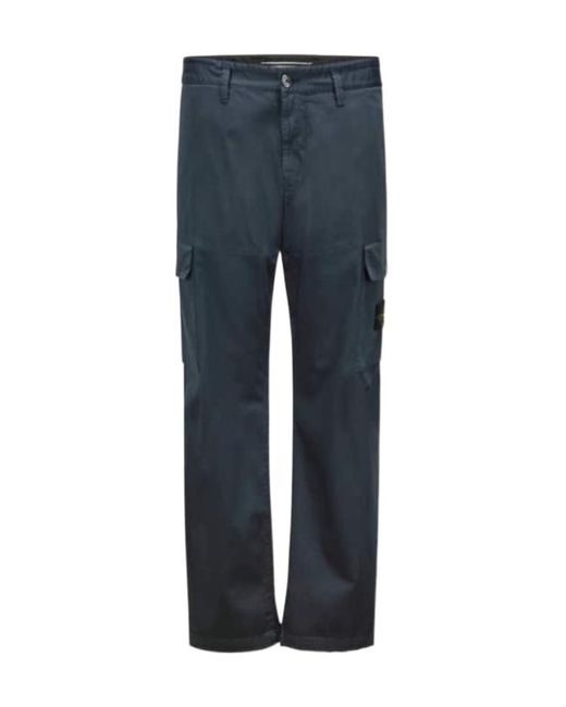 Stone Island Blue Logo Patch Cargo Pants for men