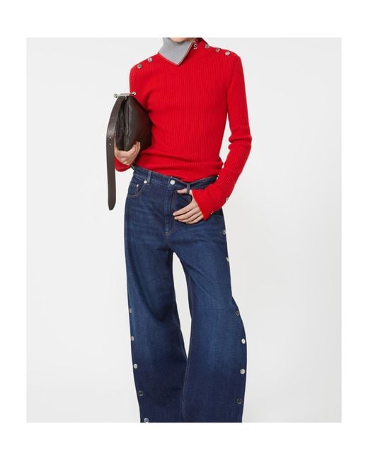 Sportmax Red Button-Down Slim-Fit Sweater