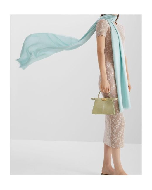Fendi Blue Ff-Jacquard Frayed Edge Scarf