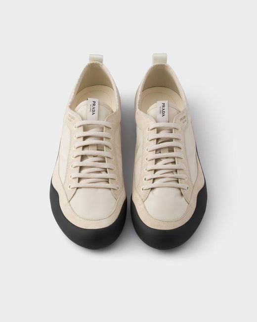 Prada White Speedrock Re-Nylon And Suede Sneakers for men
