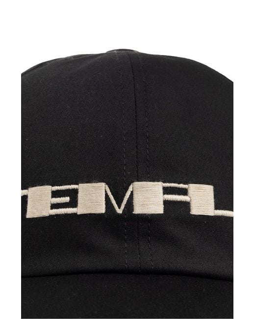 Rick Owens Black Text Embroidered Baseball Cap for men