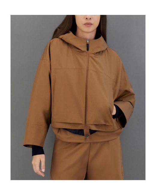 Herno Brown Zip-Up Hooded Jacket