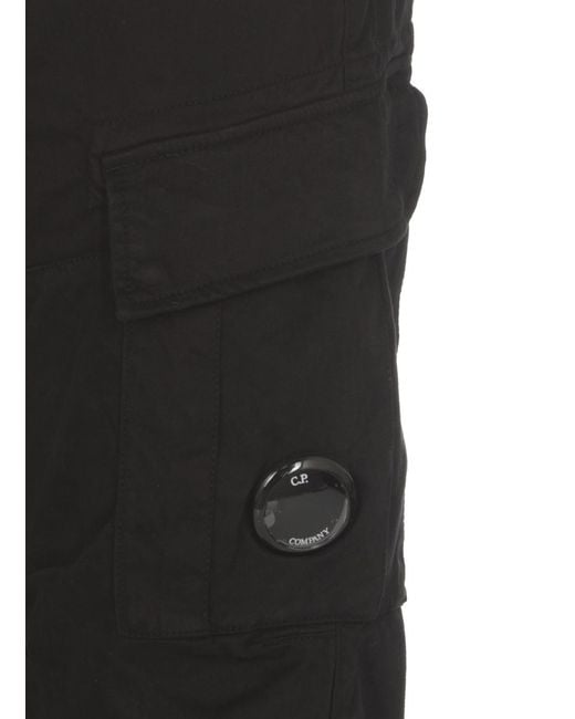 C P Company Black Lens Detailed Cargo Pants for men