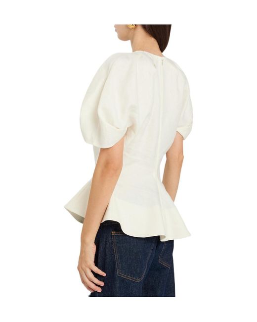 Khaite White Solid Linen And Silk-Blend Top