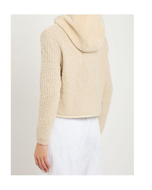 Moncler Natural Hooded Wool-Blend And Teddy Jumper