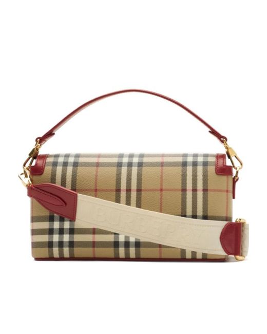 Burberry Brown Checked Top Handle Note Bag