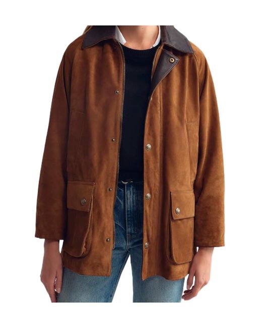 Nili Lotan Brown Snap-Button Long-Sleeve Coat