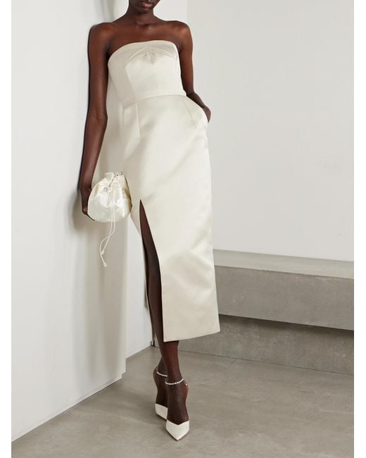 Emilia Wickstead White Strapless Midi Dress