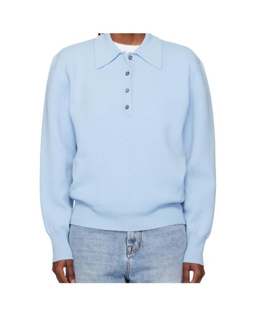 Rohe Blue Polo-Collar Knitted Sweater