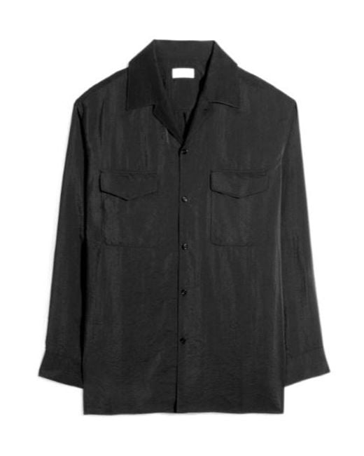 Lemaire Black Convertible Collar Shirt for men
