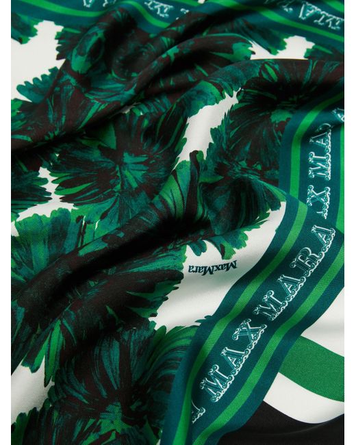 Max Mara Green Printed Silk Scarf