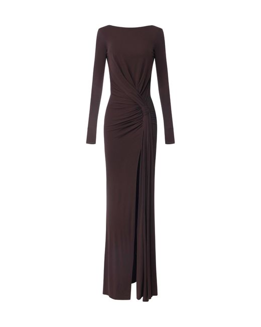Elisabetta Franchi Purple Draped Open-Back Evening Dress