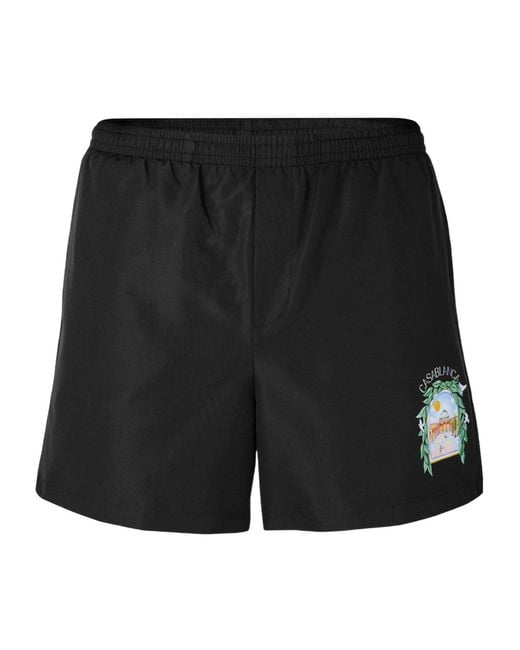 Casablanca Black Elastic Waist Swim Trunks for men