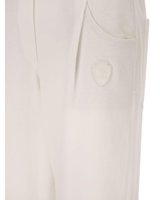Brunello Cucinelli White Tapered Turn-Up Pants