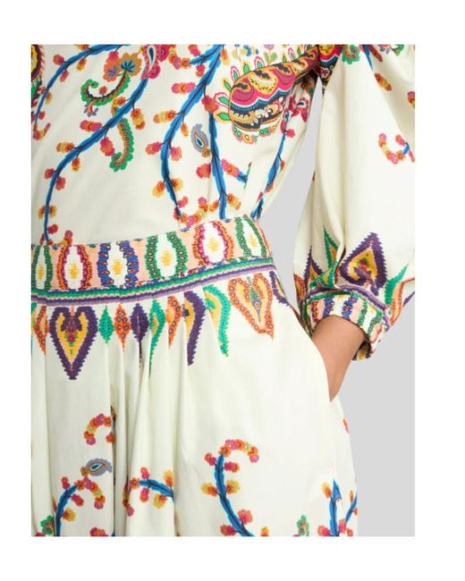 Etro White Paisley Printed Midi Skirt