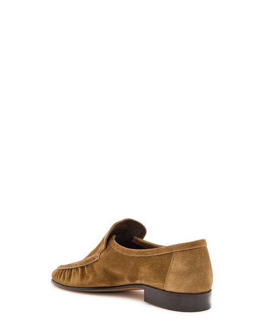 The Row Brown Solid Soft Suede Loafers