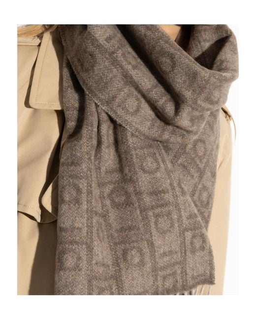Ferragamo Brown Ferragamo Monogram Jacquard Fringed Edge Scarf