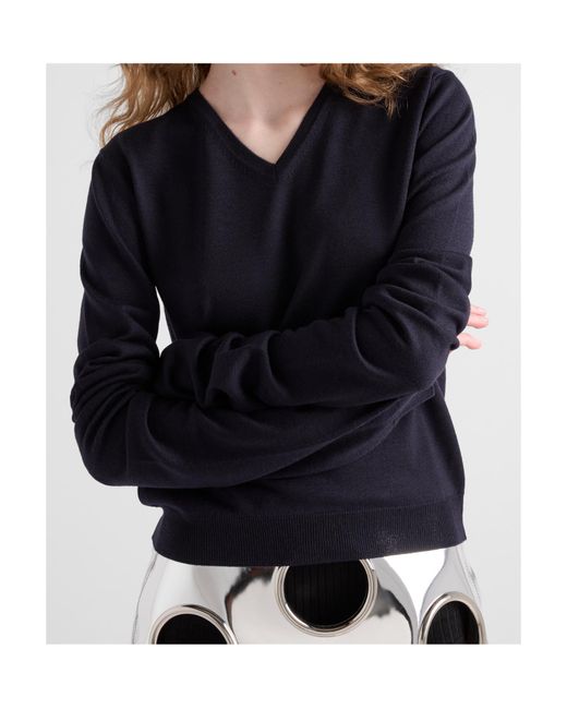 Prada Black Wool V-Neck Sweater
