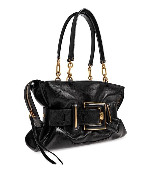 Balmain Black Anthem Buckled Shoulder Bag