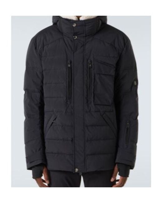 Bogner Blue Down-Filled Ski Suit Features A Detachable Fleece Hood for men