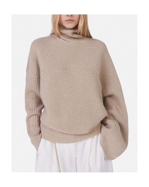 Stella McCartney Natural Roll-Neck Rib-Knit Cape Jumper