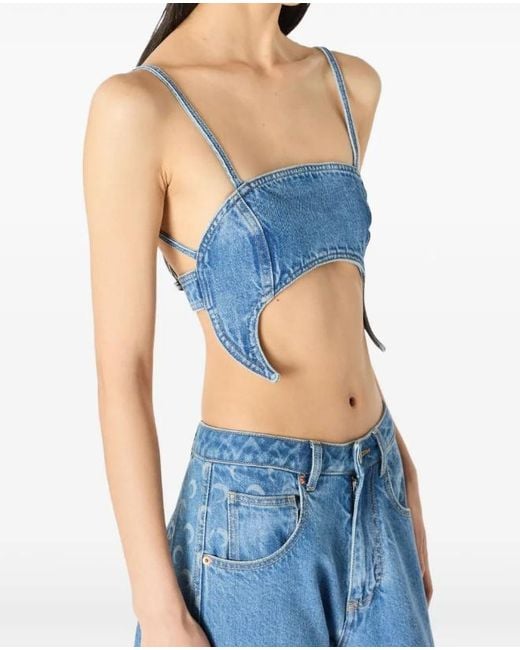 MARINE SERRE Blue Cutout Overalls