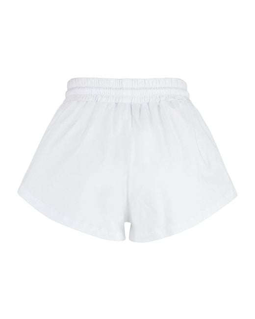 MSGM White Logo Embroidered Drawstring Shorts
