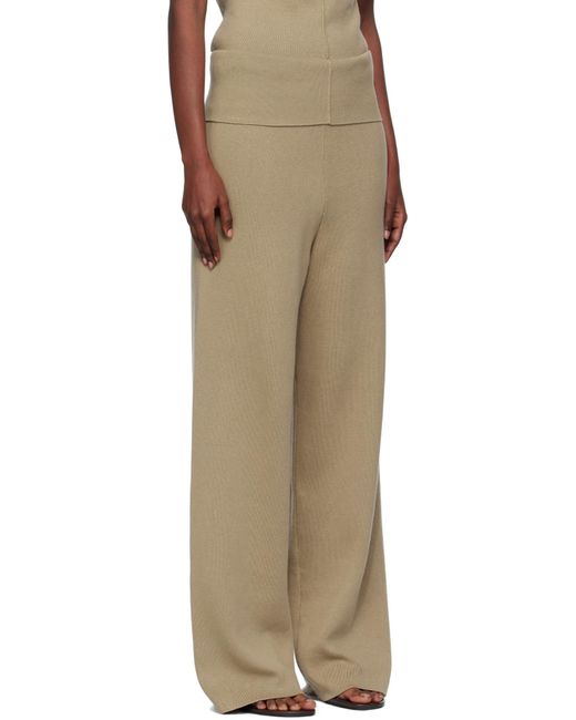 AYA MUSE Natural Ribbed Knitted Casual Pants