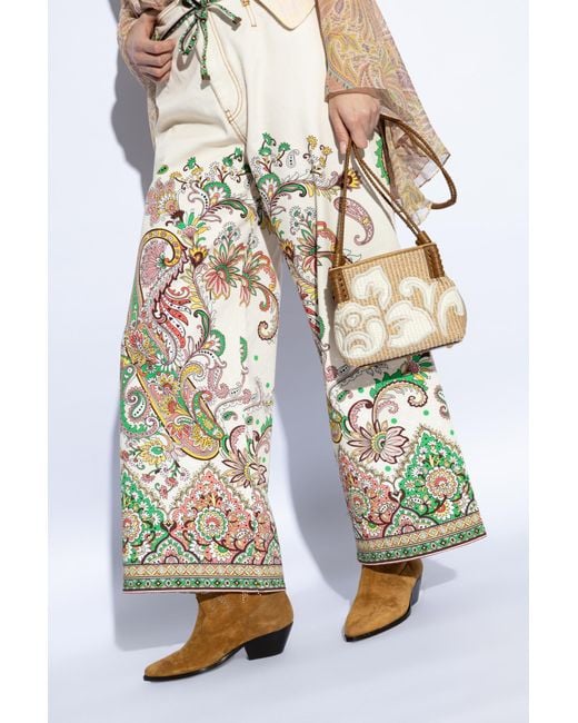 Etro Natural Logo Embroidered Interwoven Crossbody Bag