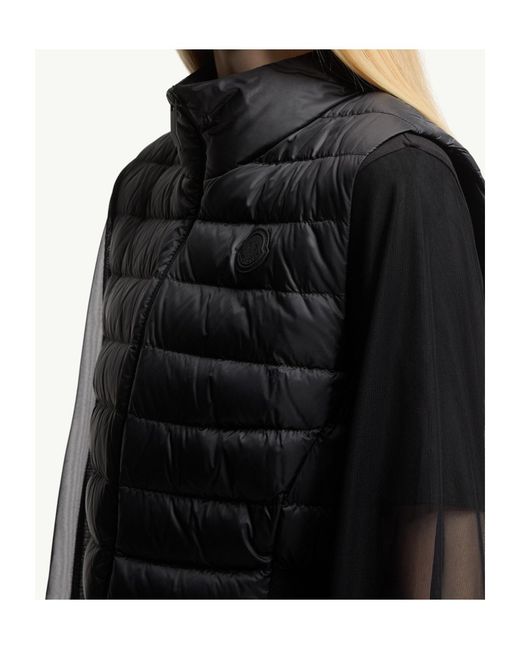 Moncler Black Logo Patch Zip-Up Down Vest