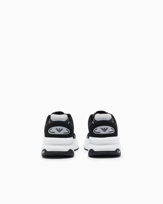 EA7 Black Emporio Armani Mesh Panelled Sneakers for men