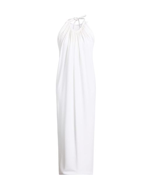 Sportmax White Solid Color Sleeveless Dress