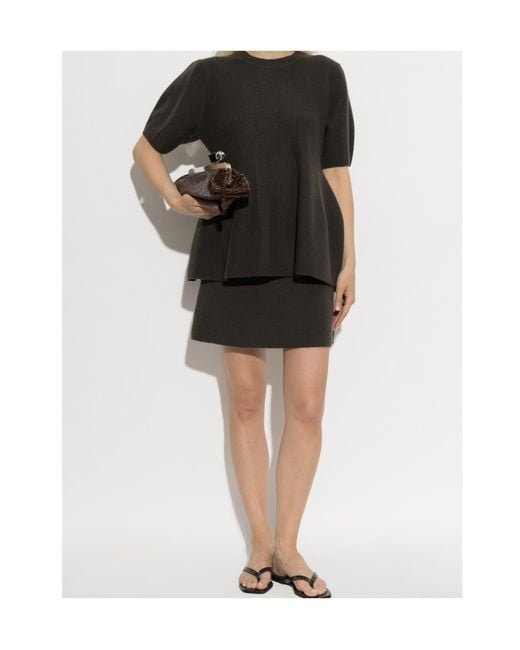 Lisa Yang Black Mella Short-Sleeve Knitted Top