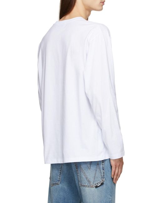 MSGM White Logo Printed Long-Sleeved T-Shirt for men