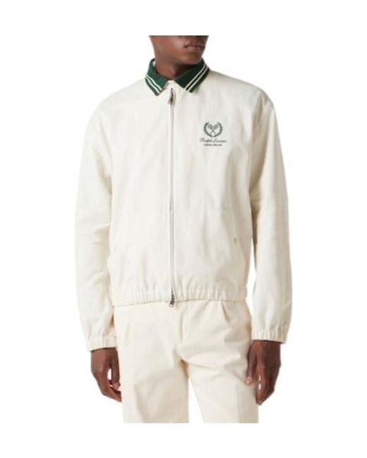 Ralph Lauren White Cotton And Cashmere Bomber Jacket for men